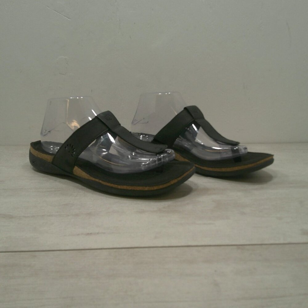 Keen Ana Cortez Leather Relaxed Casual Comfort Flip Flop Sandal Black Size 10 - Picture 9 of 13